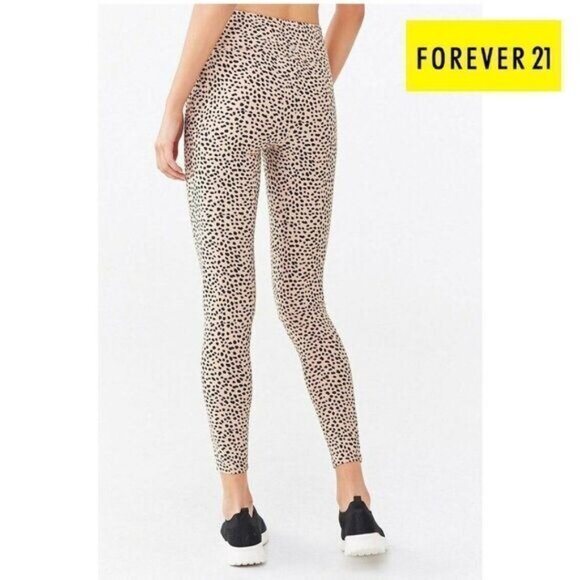 FOREVER 21 Women's High Waisted Yoga Leggings‎ Active Cheetah Print - Picture 5 of 10